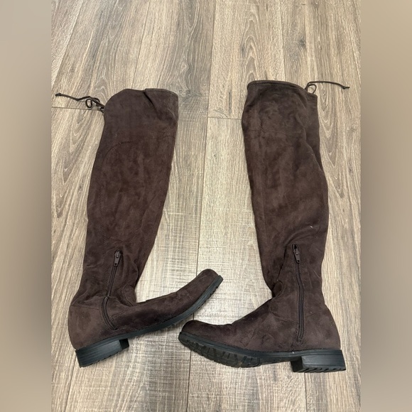 UNISA "Gillean" Over The Knee Stretch Women's Boots Textile Brown/Black 7.5 - Picture 7 of 9